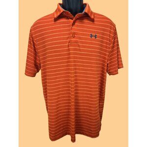 Under Armour Mens Playoff Orange Striped Polo Medium